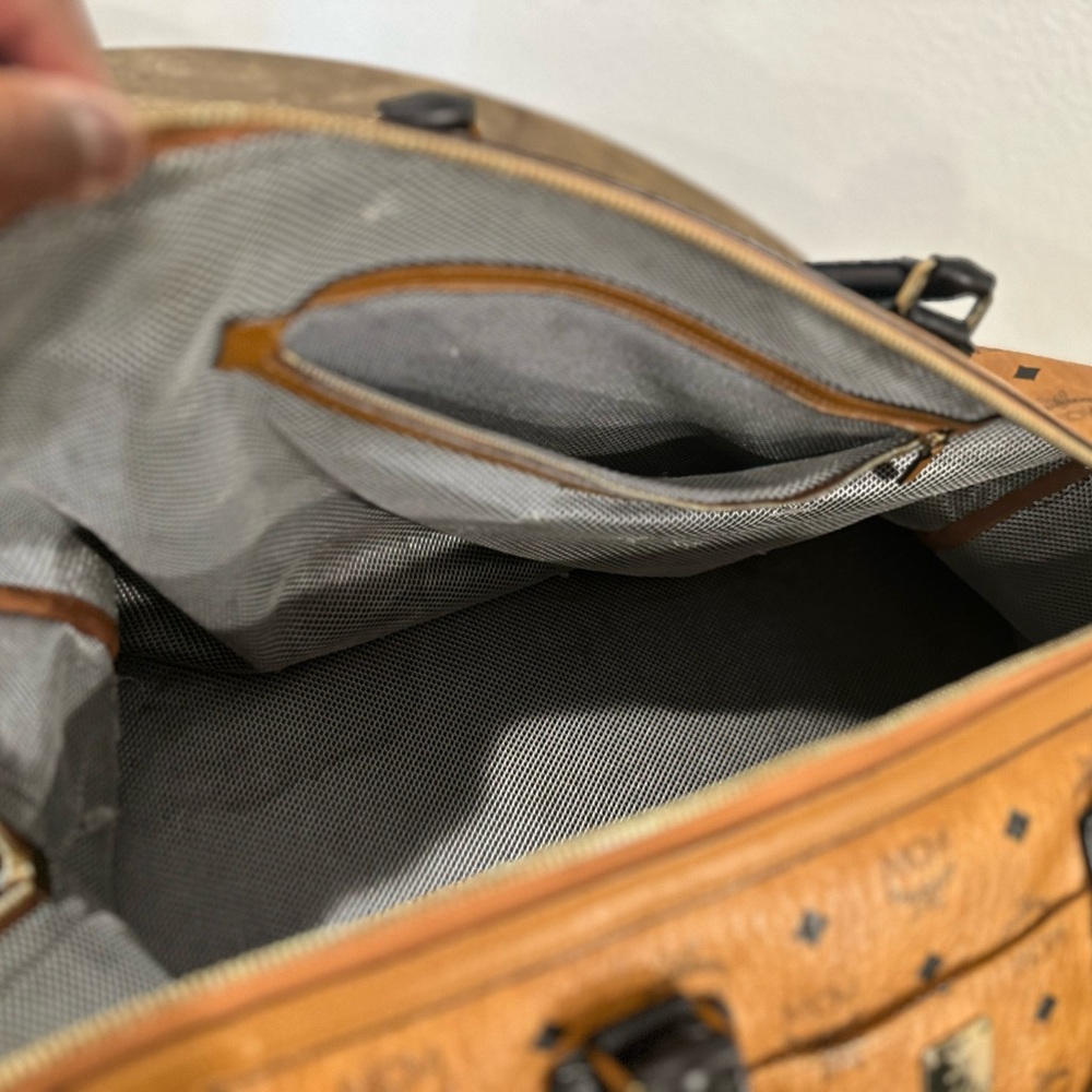 MCM Tan and Black Duffel Bag with Monogram Design - Picture 12 of 14